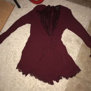 Mahogany,long sleeved lace romper